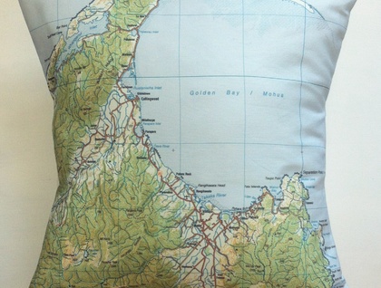 NZ Map Cushion Cover - Golden Bay